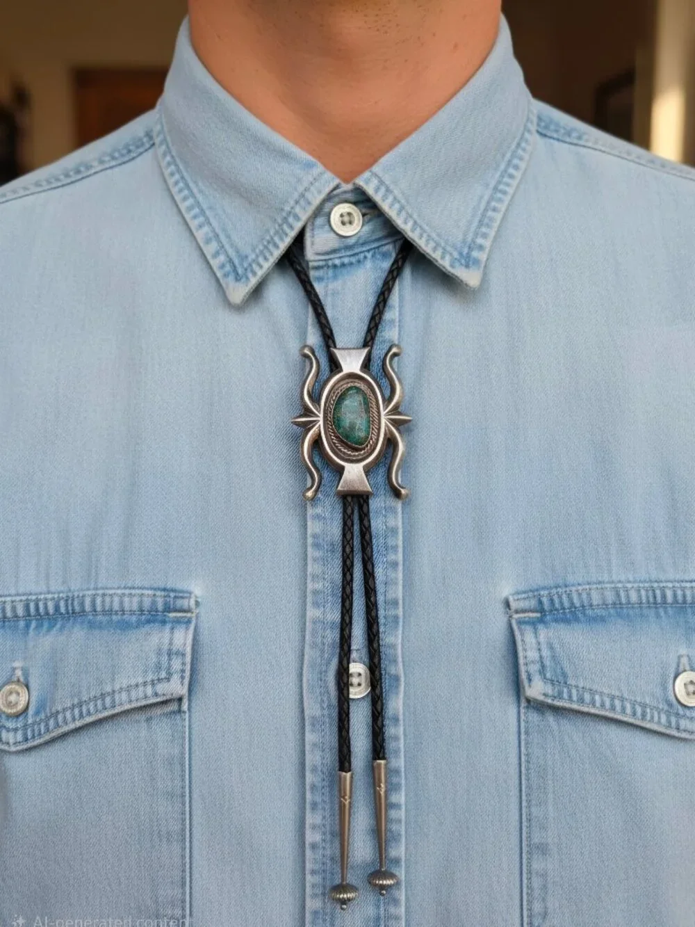 Vintage 1940's Sandcast Bolo with Fox Turquoise